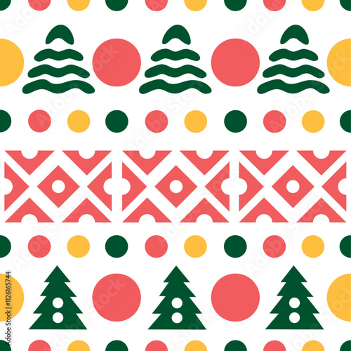 Christmas Tree Vector Seamless Pattern Set for Holiday Card Design