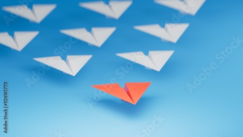 Free Download red paper plane leads white paper planes with new ones joining the team. Join us, job vacancy or community memberplane announcement concept.3D rendering on blue background. - GFXLoad