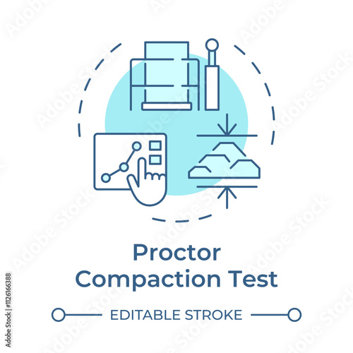 Proctor compaction test soft blue concept icon. Optimum moisture content for soil maximum dry density. Round shape line illustration. Abstract idea. Graphic design. Easy to use in presentation