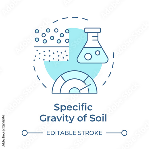 Specific gravity test soft blue concept icon. Measurement of soil particles density. Geotech assessment. Round shape line illustration. Abstract idea. Graphic design. Easy to use in article