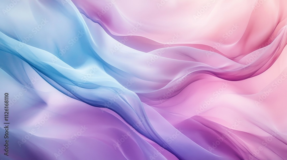 Obraz premium Abstract Blue Pink Purple Gradient Flowing Texture, Soft Wave Pattern, Fluid Art Flow Background, Dreamy Pastel Waves