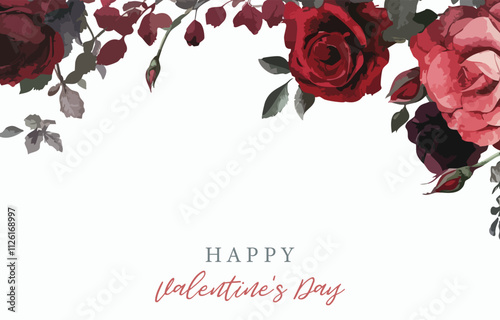 Happy valentine's day background with red rose