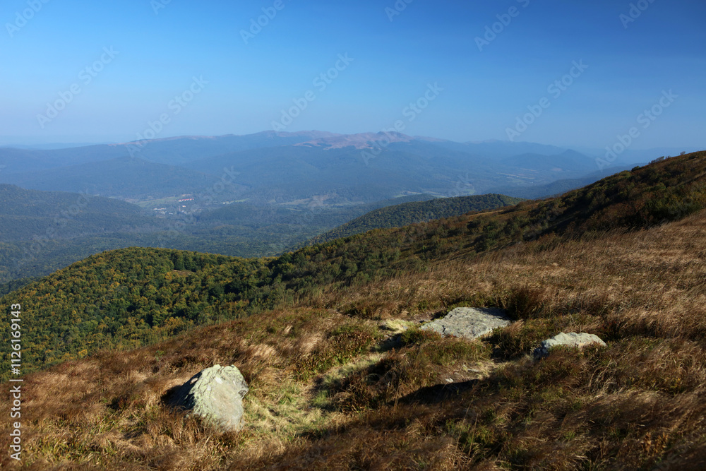 Naklejka premium View from Wielka Rawka peak in Bieszczady mountain range, Poland