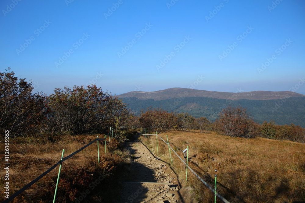 Polonina Carynska - view from Wielka Rawka peak in Bieszczady mountain range, Poland
