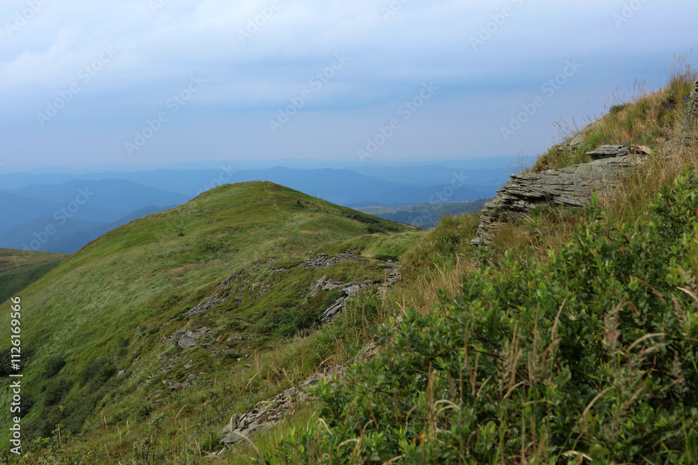 Szeroki Wierch peak - view from Tarnica - the highest peak in Bieszczady mountain range, Poland