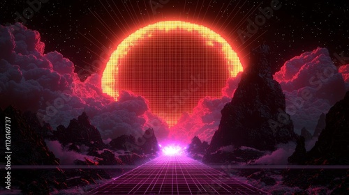 Retro cyberpunk style 80s game scene pixel art 8-bit sci-fi background