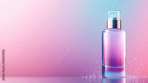 Elegant Perfume Bottle with Colorful Background and Water Droplets