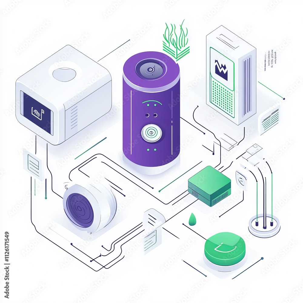 A modern, clean, and minimal infographic-style illustration of fire safety equipment