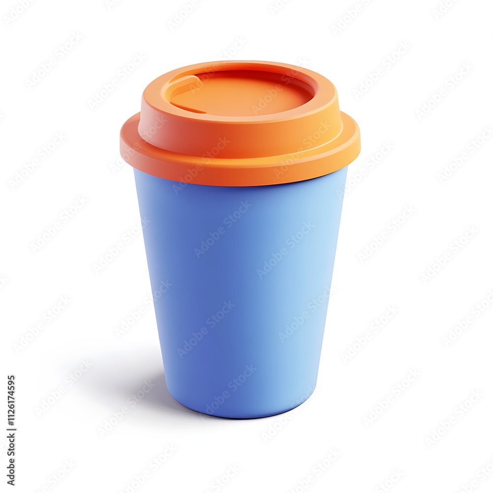 Disposable 3D Coffee Cup Cartoon Illustration Disposable 3D Coffee Cup Cartoon Illustration