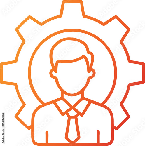 Icon style vector design and minimal illustration of man in gear 