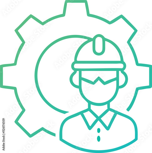 Icon style vector design and minimal illustration of man in gear 