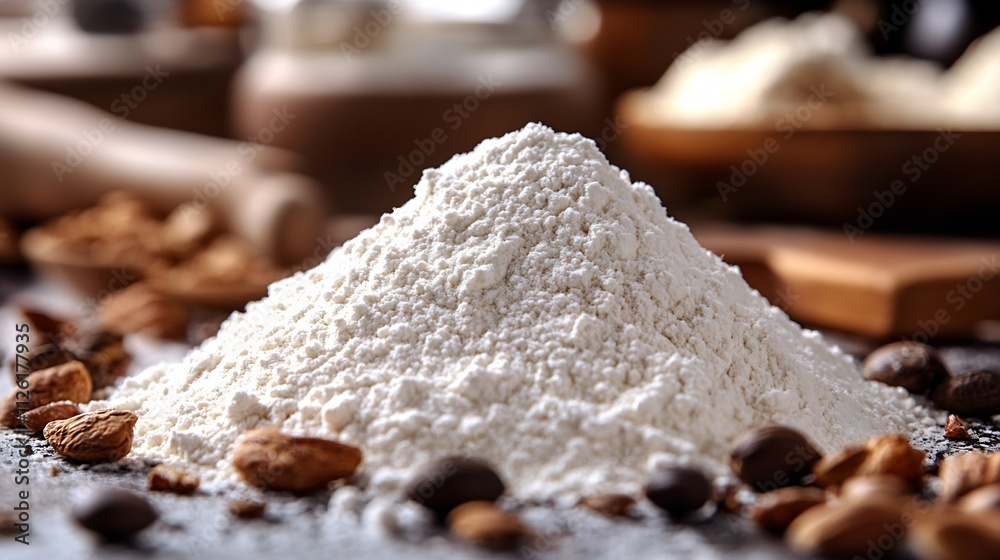 Pile of flour isolated a white background Pile of flour isolated a white background