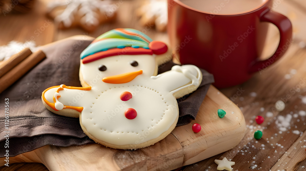 Fototapeta premium Festive Snowman Cookie Illustration