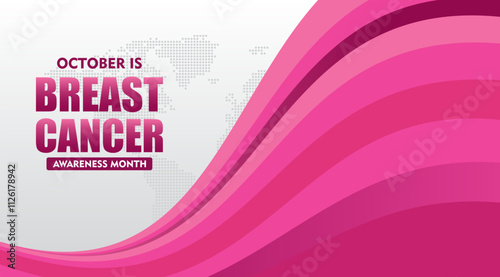 Breast Cancer Awareness Month. With pink ribbon elements. Pink October. This ribbon is widely used in campaigns to raise awareness