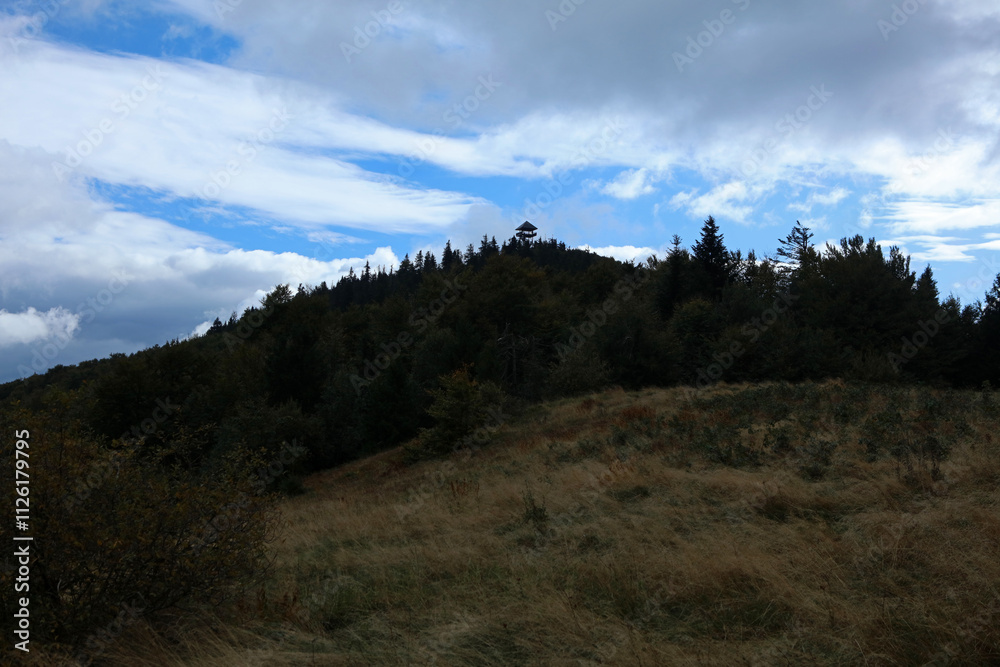 The top of Mogielica - the highest peak in Island Beskids mountain range in Poland The top of Mogielica - the highest peak in Island Beskids mountain range in Poland