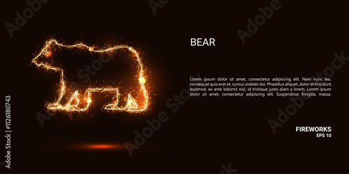 Bear. A bear consists of sparks and fire. Festive bright fireworks. Decorative element for celebrations and holidays. Vector illustration.