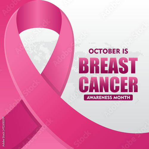 Breast Cancer Awareness Month. With pink ribbon elements. Pink October. This ribbon is widely used in campaigns to raise awareness