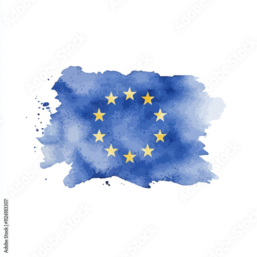 Watercolor European Union Flag 