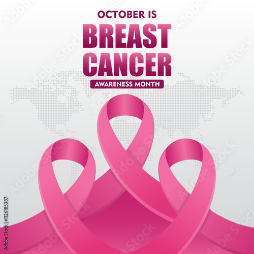 Breast Cancer Awareness Month. With pink ribbon elements. Pink October. This ribbon is widely used in campaigns to raise awareness