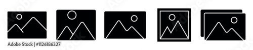Simple Set of Image Related Vector flat Icons.  Photo gallery icon, Image gallery, symbol, vector, Picture signs. Gallery icon for app, logo, website. Vector illustration.