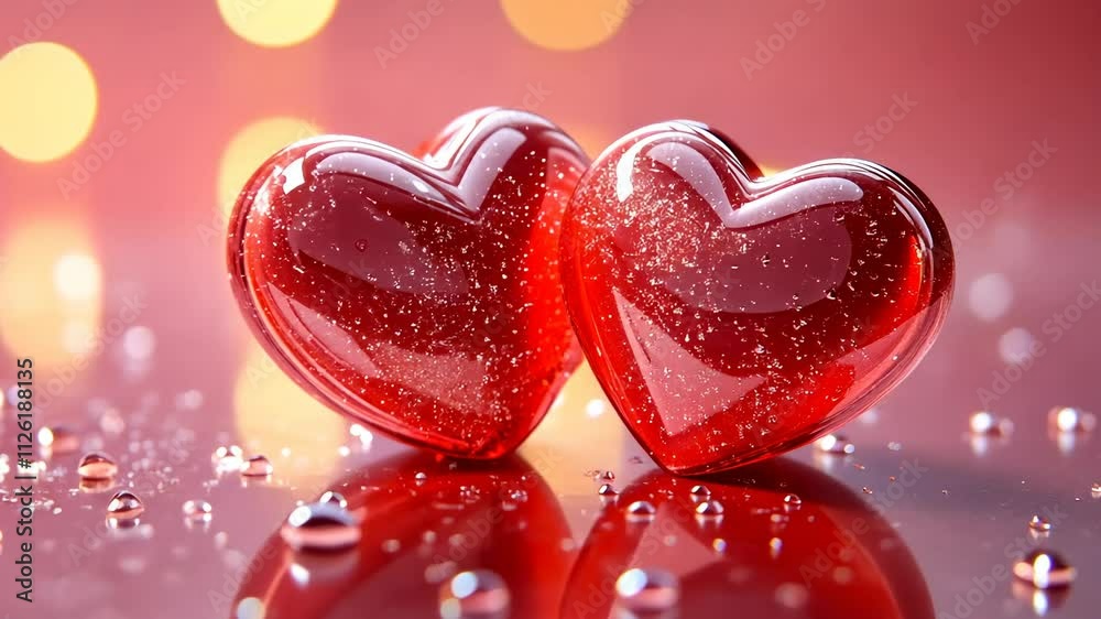 video of 3d glossy red heart moving on pink background, love, valentines day, colored hearts, valentine, romance, symbol, heart shape figure