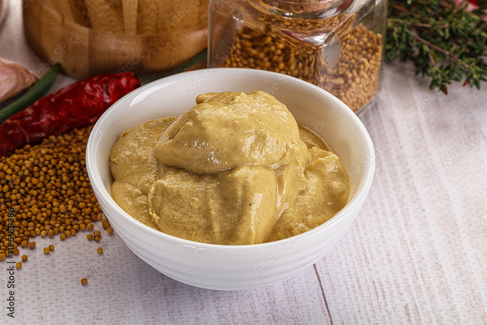 Dijon mustard sauce in the bowl Dijon mustard sauce in the bowl