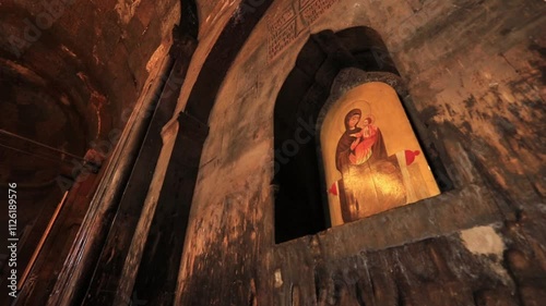 An icon of Mary holding Jesus, displayed in St. Gevorg Chapel at Khor Virap Monastery photo