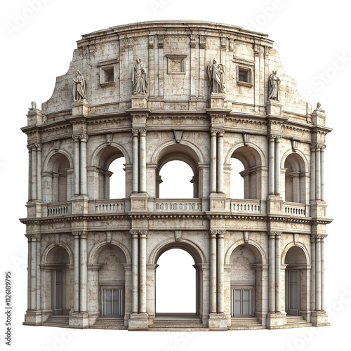 3D front view illustration of the London Coliseum British monument isolated on a white transparent background photo