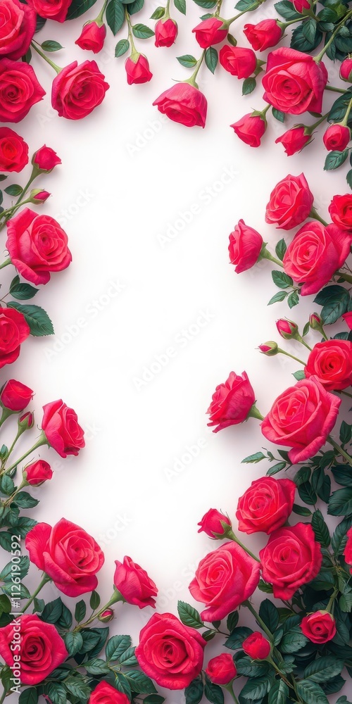 A beautiful background filled with vibrant red roses, bloom A beautiful background filled with vibrant red roses, bloom