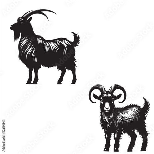 silhouette of clean vector of Cameroon dwarf goat isolated