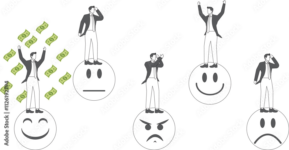 Emotions, Emotion Management, Joy and Sorrow, Emotional Intelligence, Businessmen Active on Different Expressions Emotions, Emotion Management, Joy and Sorrow, Emotional Intelligence, Businessmen Active on Different Expressions