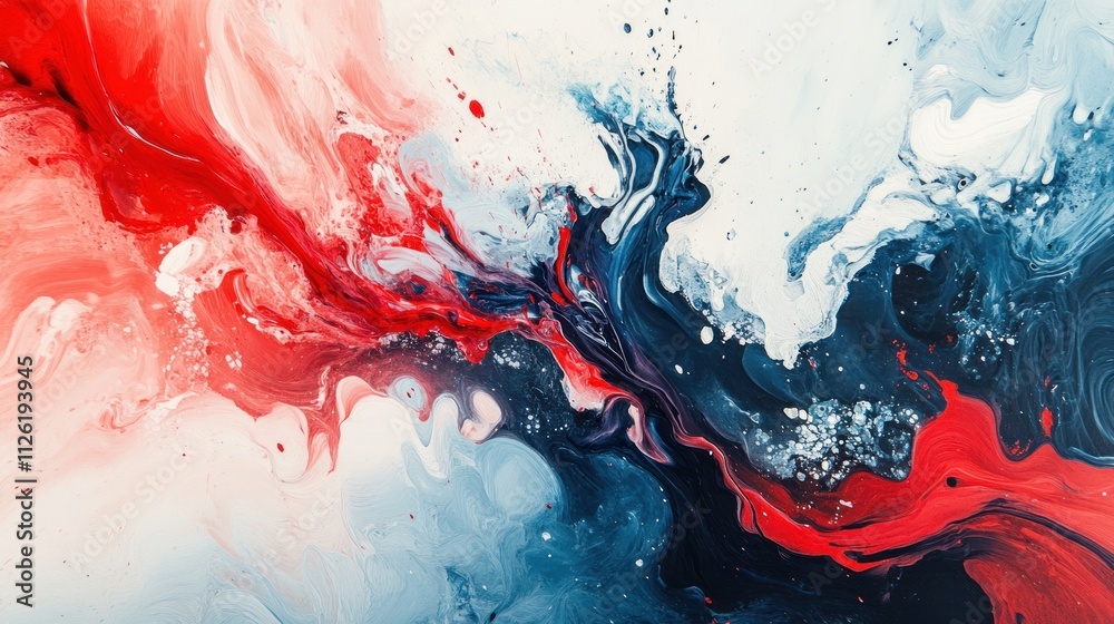 Abstract Fluid Art: Red, White, and Blue Swirls Abstract Fluid Art: Red, White, and Blue Swirls