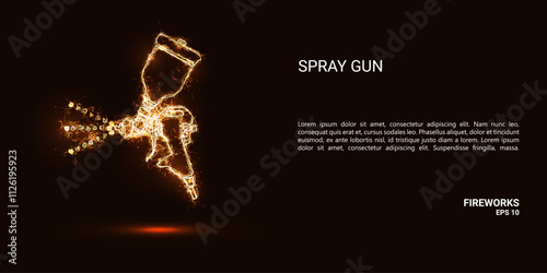 Spray gun. A spray gun consists of sparks and fire. Festive bright fireworks. Decorative element for celebrations and holidays. Vector illustration.