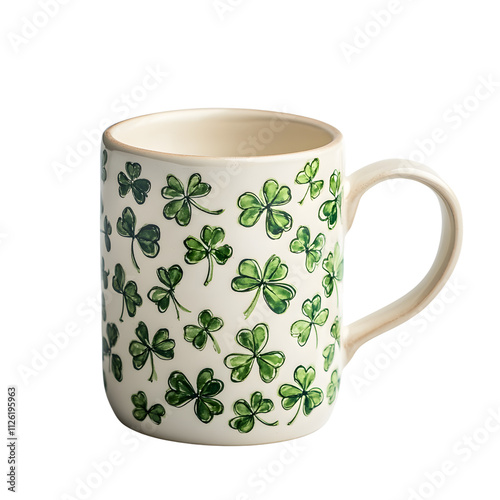 St. Patrick's day celebration mug with green shamrock design home decorative drinkware cozy atmosphere artistic viewpoint