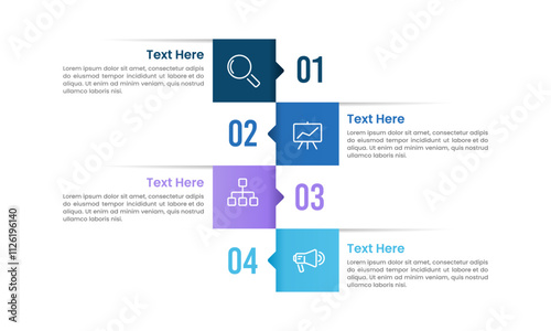 Simple 4 steps infographic concept. Presentation, data, report, information, banner and diagram. Vector illustration.