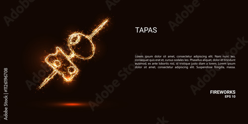 Tapas. Tapas consist of sparks and fire. Festive bright fireworks. Decorative element for celebrations and holidays. Vector illustration.