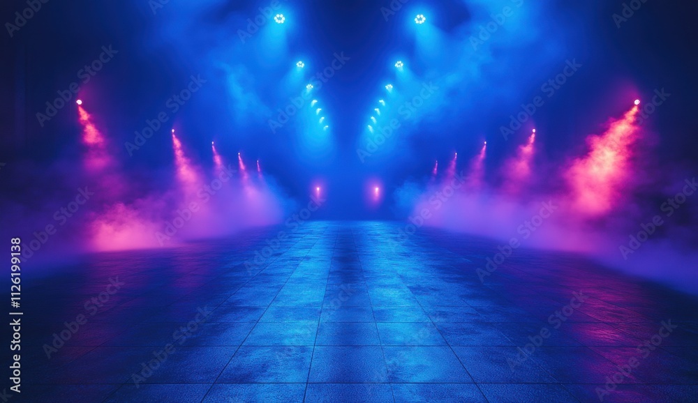 Obraz premium empty stage with blue and purple spotlights