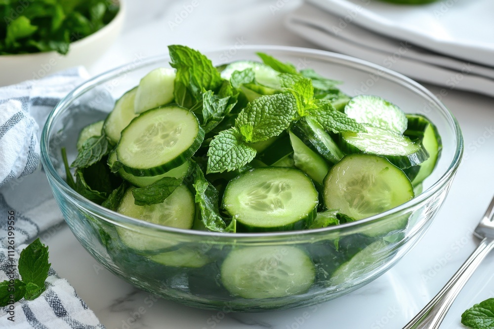 Refreshing mint and cucumber salad recipe healthy eating kitchen summer top view crisp and light flavors for your table Refreshing mint and cucumber salad recipe healthy eating kitchen summer top view crisp and light flavors for your table