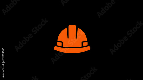 Construction Helmet: An orange hard hat icon, with clean lines and a simple silhouette. Generative AI photo