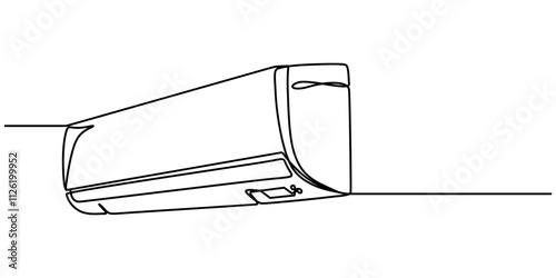 Continuous one line drawing of indoor Air Conditioner. Air conditioner one line art vector illustration, Continuous single line drawing of indoor Air Conditioner vector illustration, Air conditioner. 