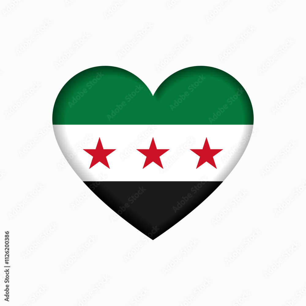 Syrian flag heart-shaped sign layout. Vector illustration. Syrian flag heart-shaped sign layout. Vector illustration.