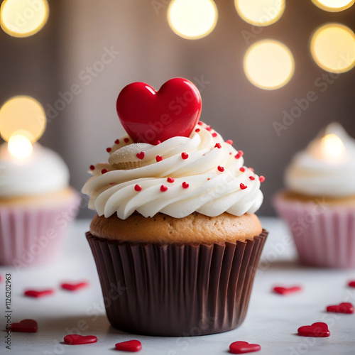 Sweet Romantic Cupcake Generative AI