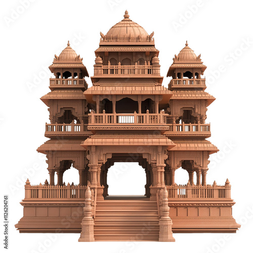 3D front view illustration of the Mattancherry Palace Indian monument isolated on a white transparent background photo