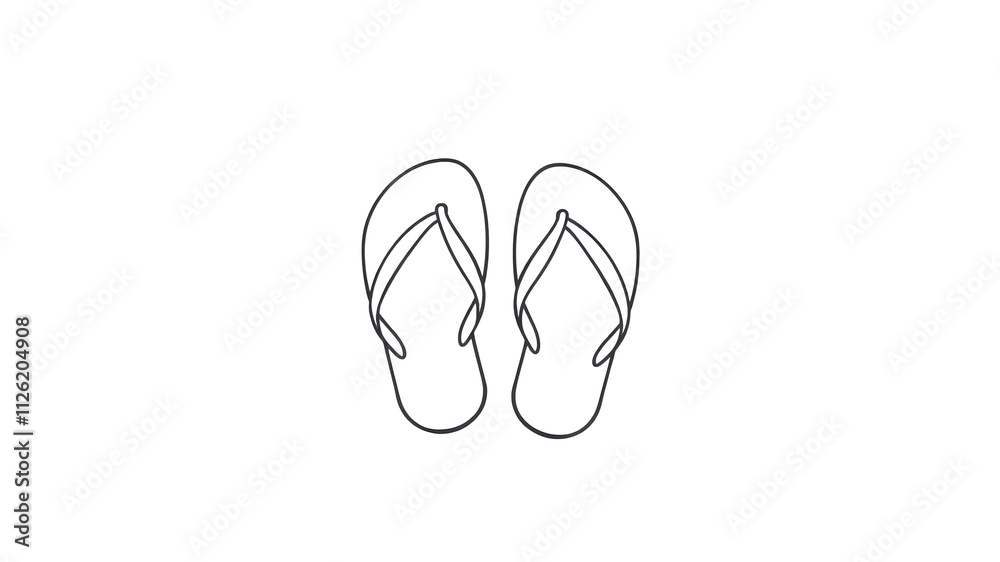 Flip flops continuous one line drawing, single line art element, minimalist sketch line vector illustration, summer travel holiday concept. Generative AI Flip flops continuous one line drawing, single line art element, minimalist sketch line vector illustration, summer travel holiday concept. Generative AI