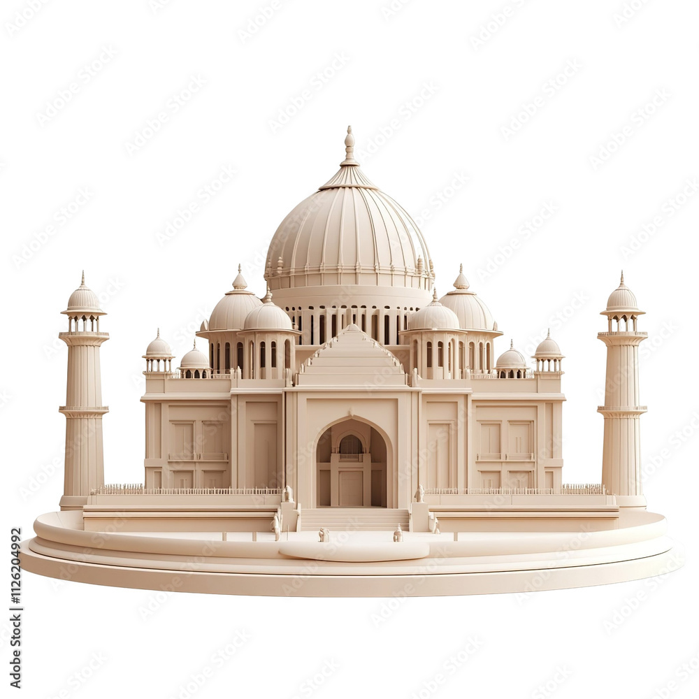 Obraz premium 3D front view illustration of the Parliament House Indian monument isolated on a white transparent background