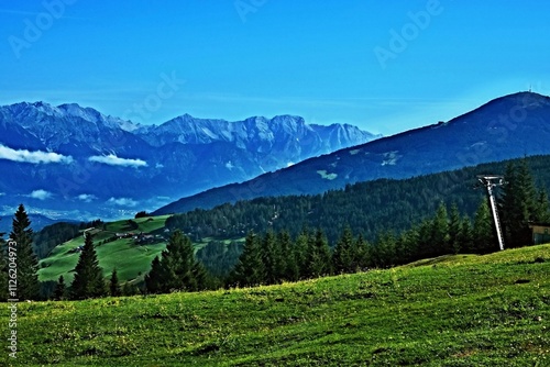 Austrian Alps - view of the Stubai Alps and Stubai valley from the Koppeneck photo