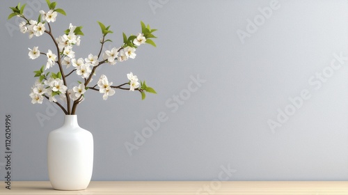 Spring Blossom Branches in White Vase | Minimalism