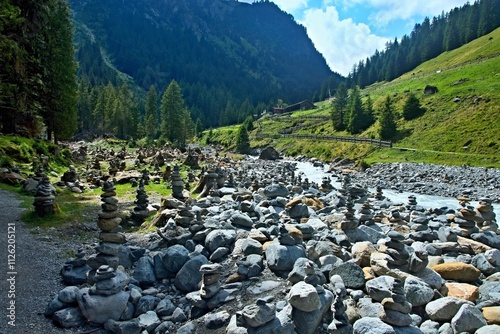 Austrian Alps - view of the brook Sulzenaubach near Grawa-waterfall in Stubai Alps near village Mutterberg photo