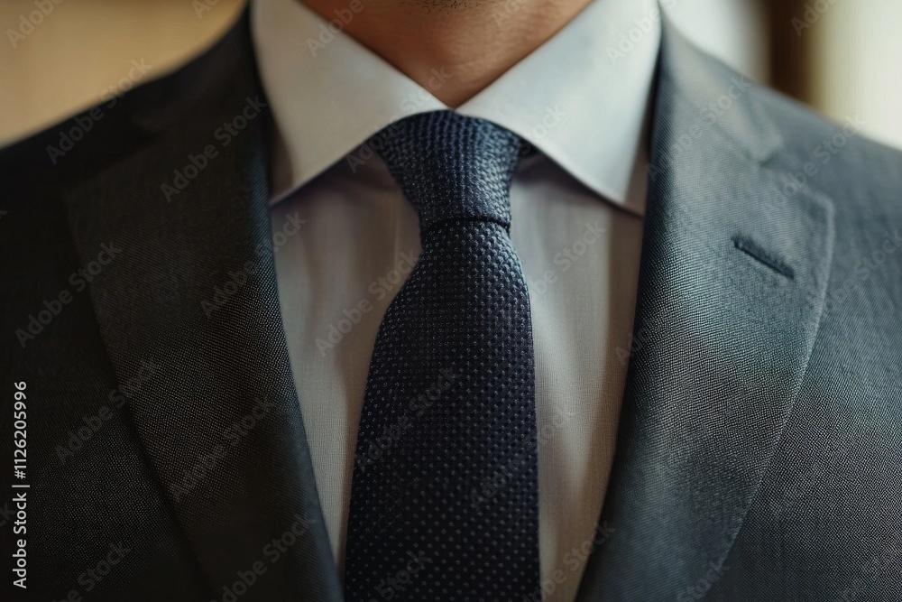 Close-Up of a Businessman's Suit and Tie Showcasing Professional Attire Close-Up of a Businessman's Suit and Tie Showcasing Professional Attire
