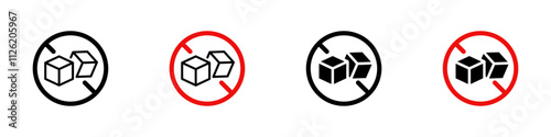 No sugar icon. Sugar free symbol. Zero, no sugar icons set. Vector icons